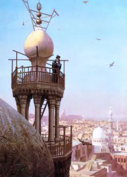 Jean-Leon Gerome : A Muezzin Calling from the Top of a Minaret the Faithful to Prayer